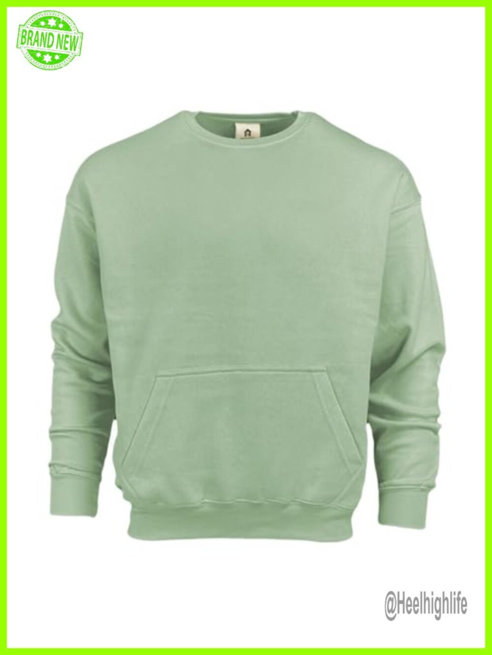 Ultra Soft 3-End Ringspun Fleece Pouch Pocket Crewneck Sweatshirt